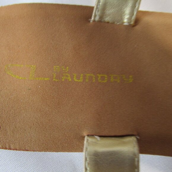 CL Laundry Gold-Tone Beaded Thong Sandals EUC Size 40/US 9 - Picture 3 of 12